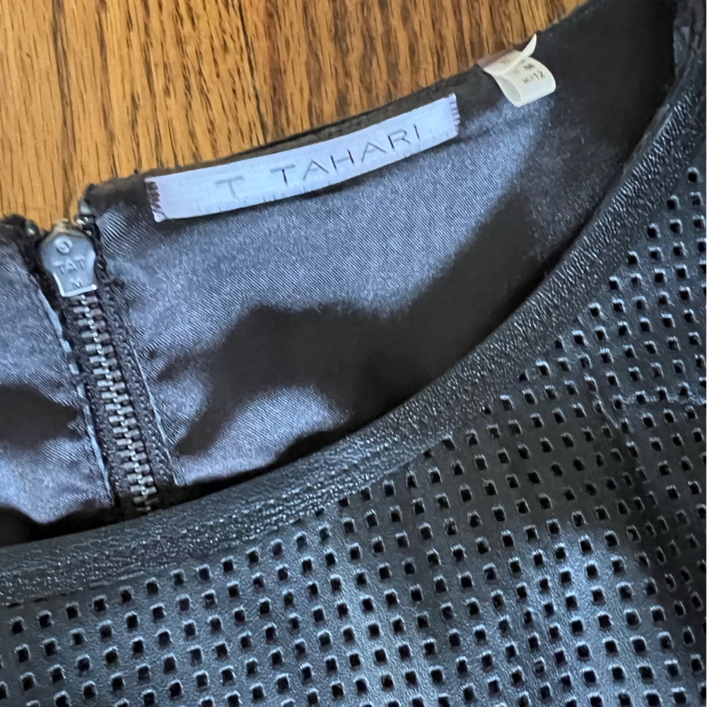 Black lightweight “leather” dress by Tahari